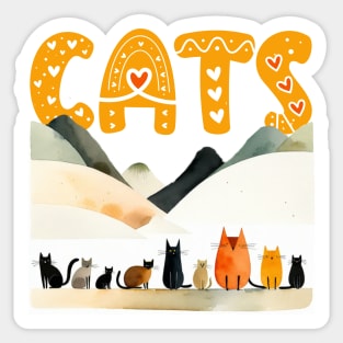 "CATS" - Rising Above A Row Of Cats Sticker